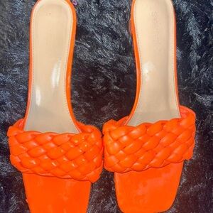 JustFab Vibrant Orange Braided Sandals